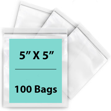 LDPE 2 mil Reclosable Zipper Poly Bags 5X5 inches 100 Bags